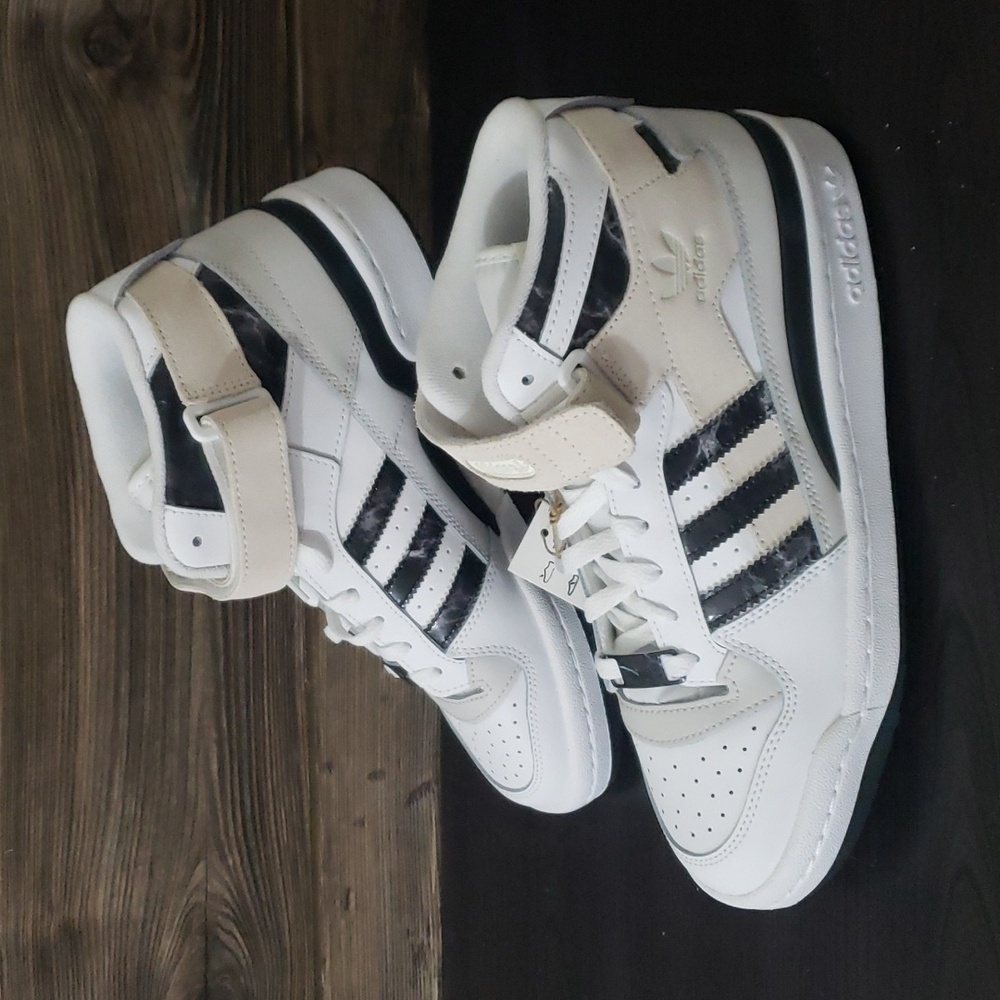 New Adidas Forum Mid Womens Sneakers size 8 White Marble‎ Streetwear Festival